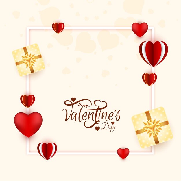 Fondo de celebración de día de San Valentín feliz moderno con vector de corazones