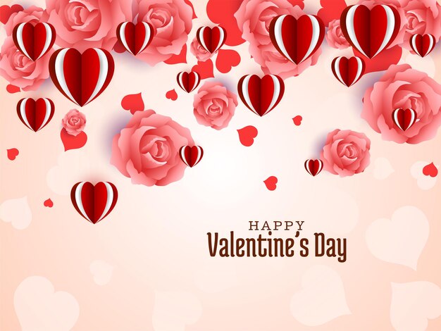 Fondo de celebración de día de San Valentín feliz con vector de corazones