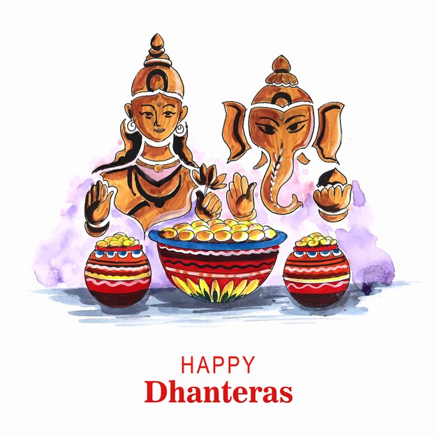 Fondo de celebración feliz dhanteras con diseño de la diosa ganesh laxami