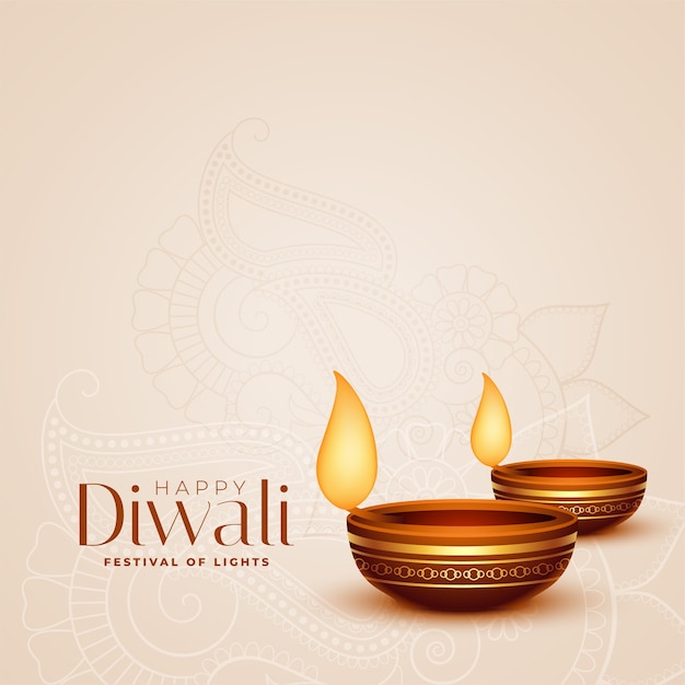 Fondo de celebración feliz diwali con diya decorativo