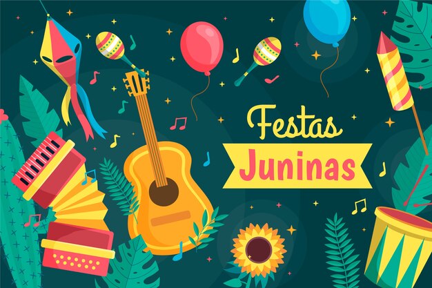 Fondo de celebración de festas juninas dibujado a mano