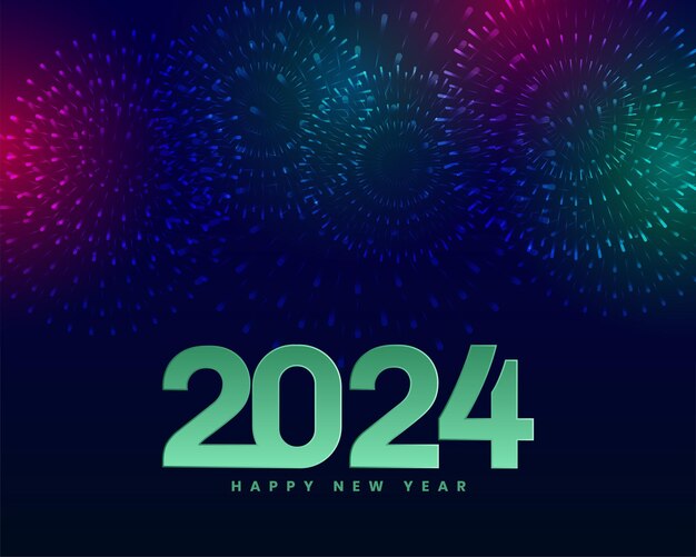 Fondo de celebración de fiesta de año nuevo 2024 con vector de decoración de fuegos artificiales