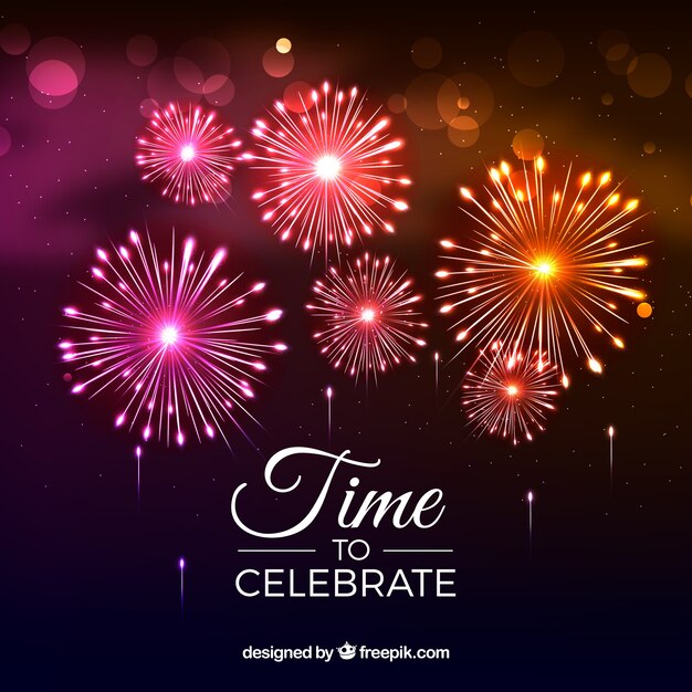 Fondo de celebración con fuegos artificiales brillantes 