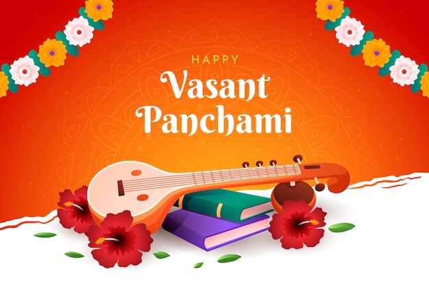 Vector gratuito fondo de celebración de panchami vasant degradado