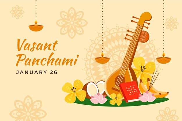 Fondo de celebración plana vasant panchami
