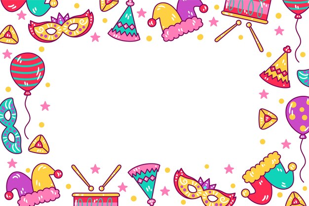 Fondo de celebración de purim dibujado a mano