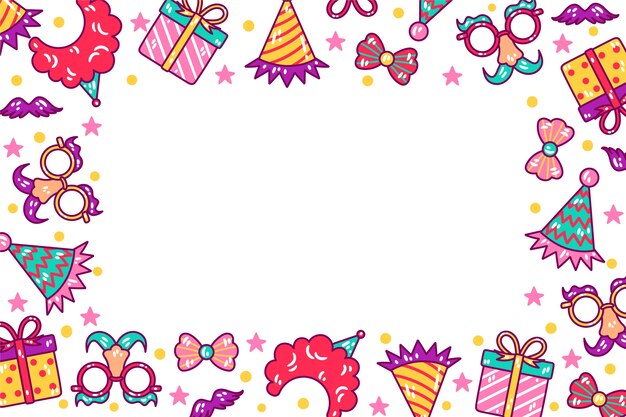 Fondo de celebración de purim dibujado a mano