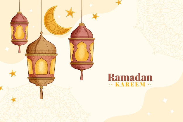 Vector gratuito fondo de celebración de ramadán dibujado a mano