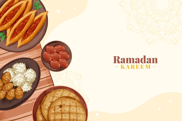 Fondo de celebración de ramadán dibujado a mano