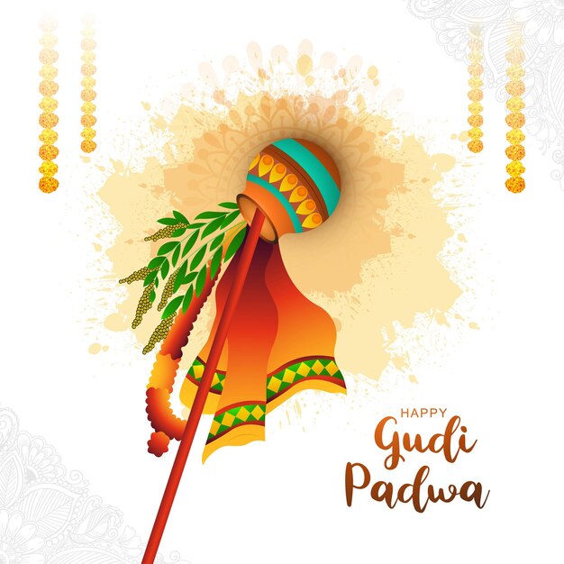 Vector gratuito fondo de celebración de la tarjeta del festival indio de gudi padwa