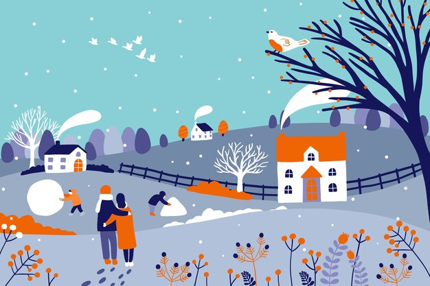Fondo de celebración de la temporada de invierno plano