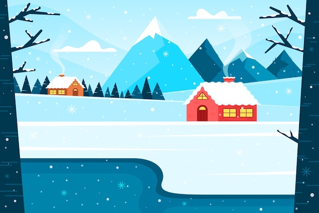 Fondo de celebración de la temporada de invierno plano