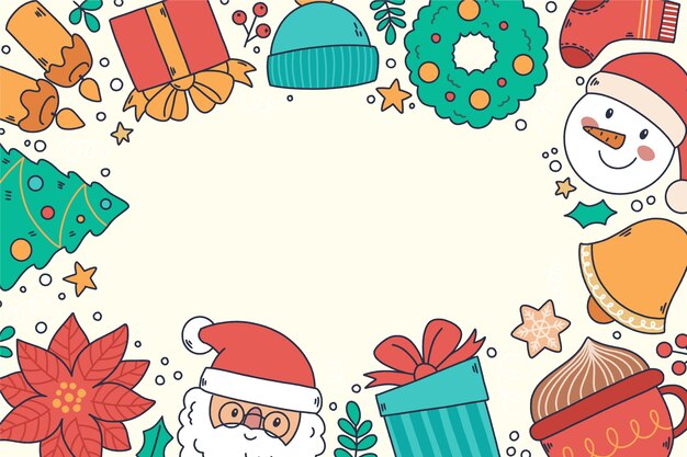 Fondo de celebración de temporada de navidad dibujado a mano