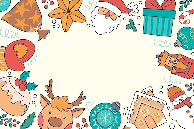 Fondo de celebración de temporada de navidad dibujado a mano