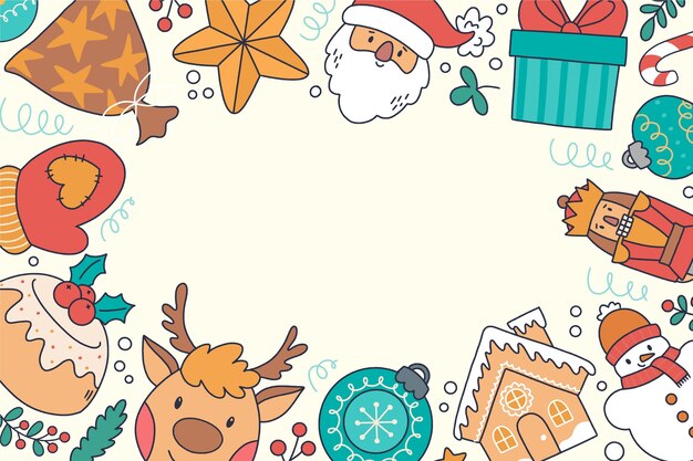 Fondo de celebración de temporada de navidad dibujado a mano
