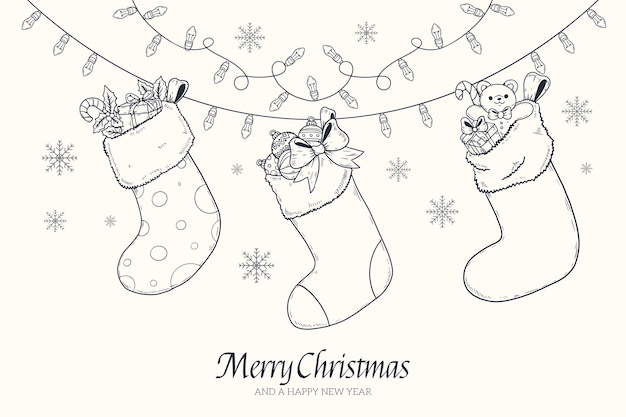 Fondo de celebración de temporada de navidad dibujado a mano