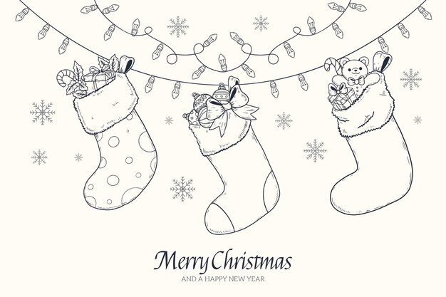 Fondo de celebración de temporada de navidad dibujado a mano