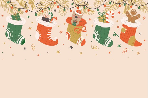 Fondo de celebración de temporada de navidad dibujado a mano
