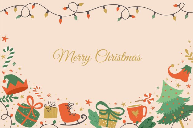 Fondo de celebración de temporada de navidad dibujado a mano