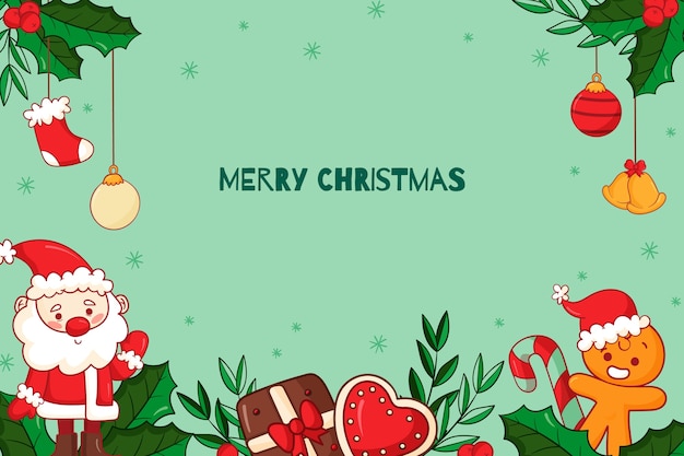 Fondo de celebración de temporada de navidad dibujado a mano