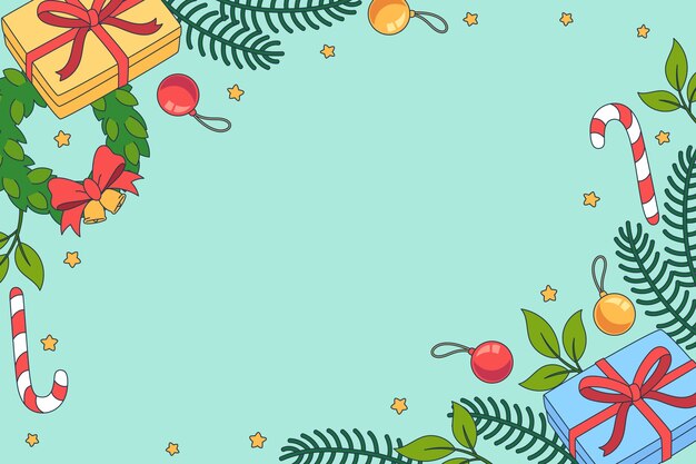 Fondo de celebración de temporada de navidad dibujado a mano
