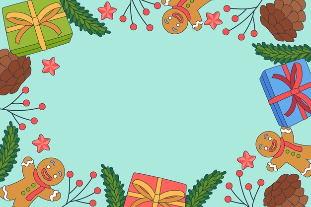 Fondo de celebración de temporada de navidad dibujado a mano
