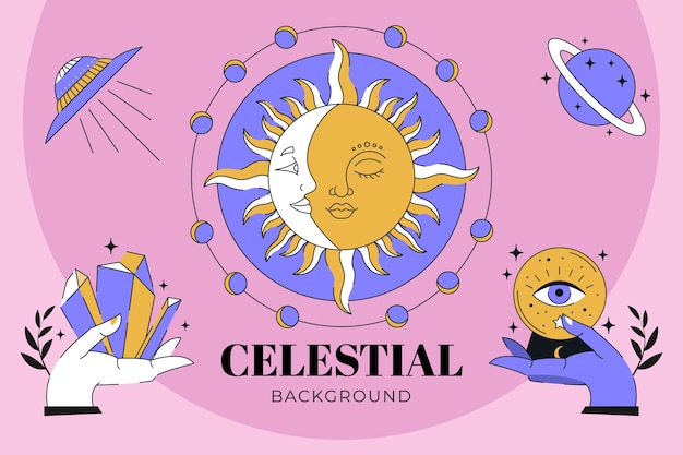 Fondo celeste dibujado a mano