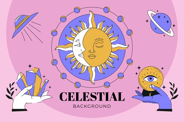 Fondo celeste dibujado a mano