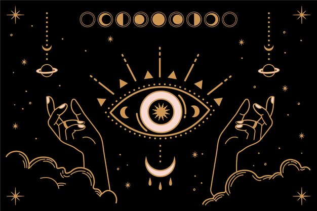 El fondo celestial dibujado a mano.