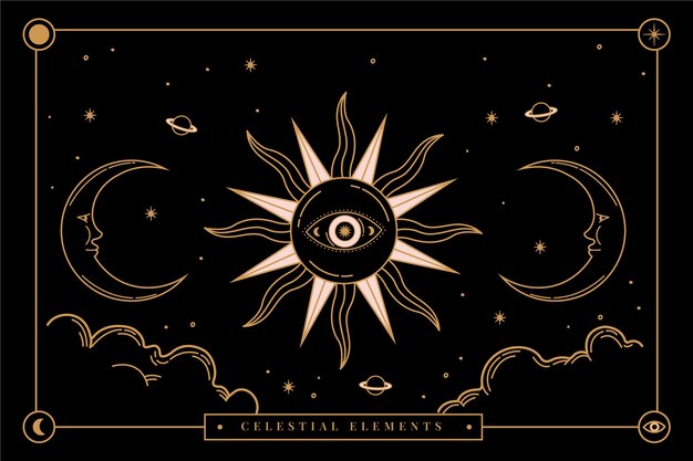 El fondo celestial dibujado a mano.