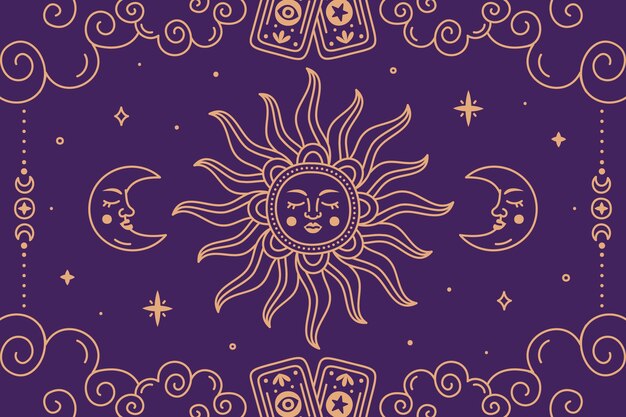 El fondo celestial dibujado a mano.