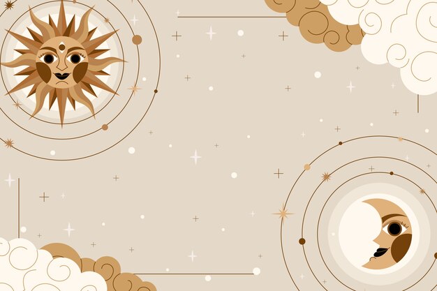 El fondo celestial dibujado a mano.