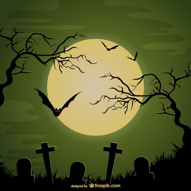 Vector gratuito fondo de cementerio para halloween