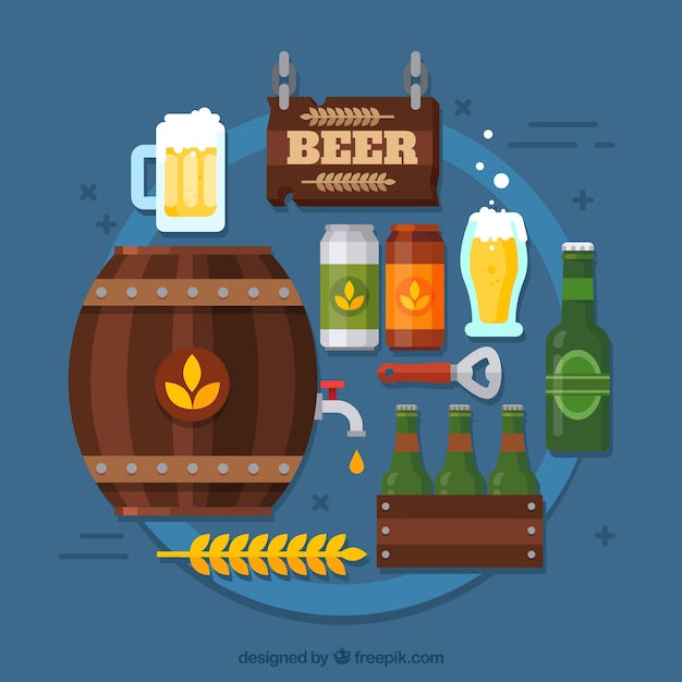 Vector gratuito fondo de cerveza con elementos