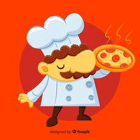 Vector gratuito fondo de chef de pizza en diseño plano