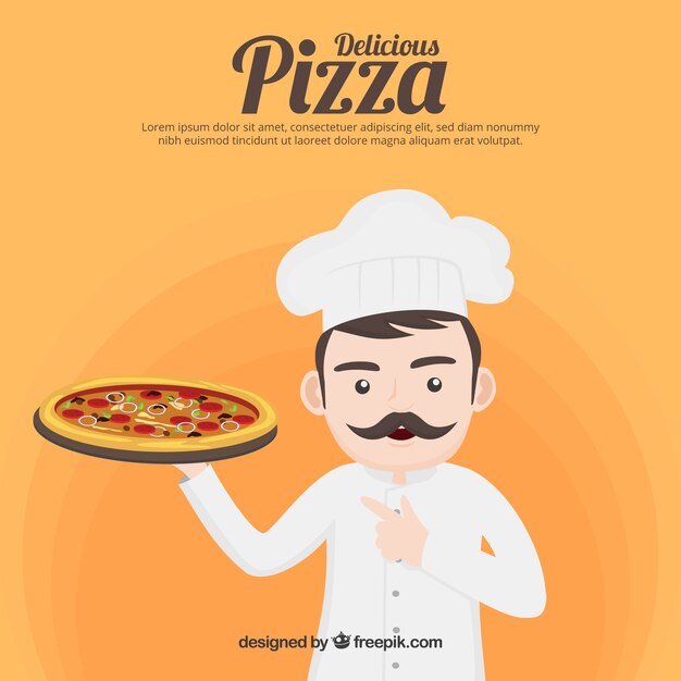Fondo de chef con pizza 