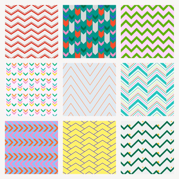 Fondo de Chevron, zigzag colorido, conjunto de vectores de diseño creativo