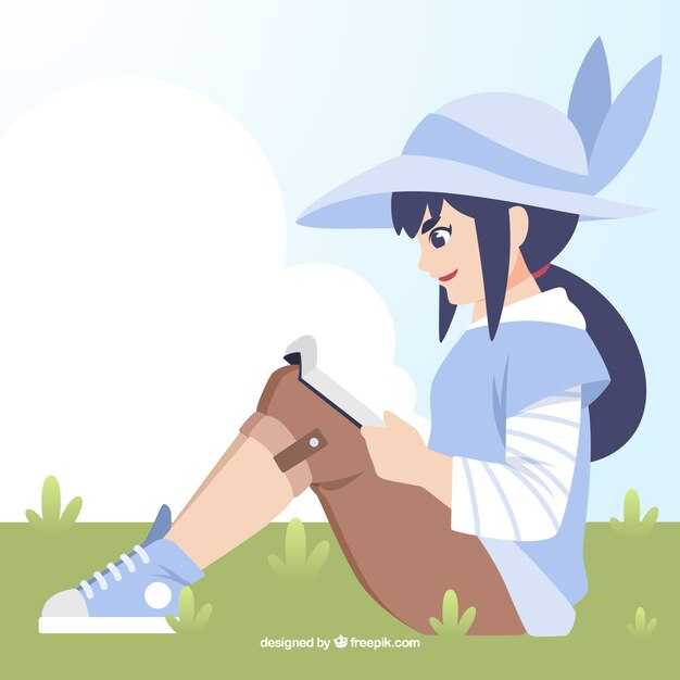 Fondo de chica con sombrero leyendo 