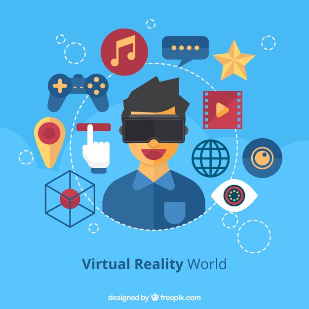 Fondo de chico con gafas de realidad virtual 