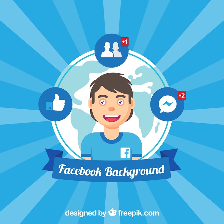 Vector gratuito fondo de chico rodeado de elementos de facebook 