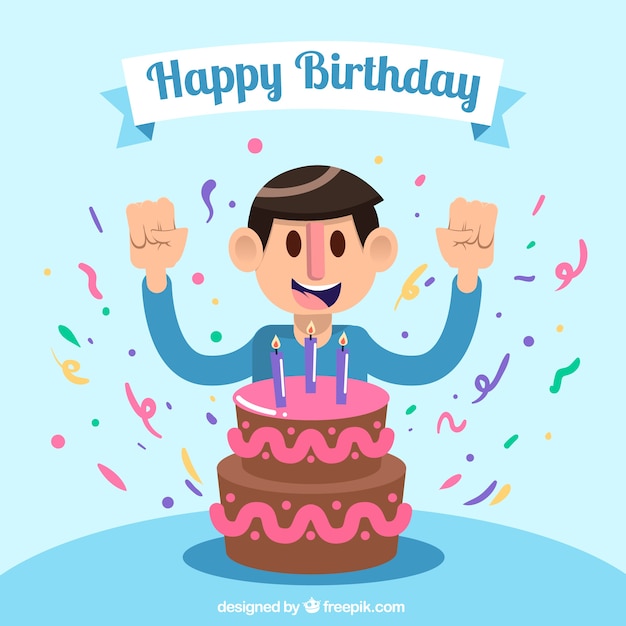 Fondo de chico con tarta de cumpleaños
