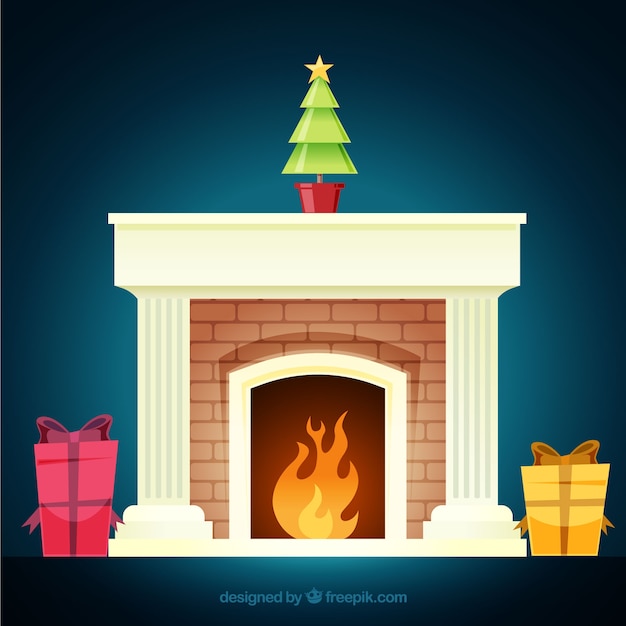 Fondo de chimenea navideña