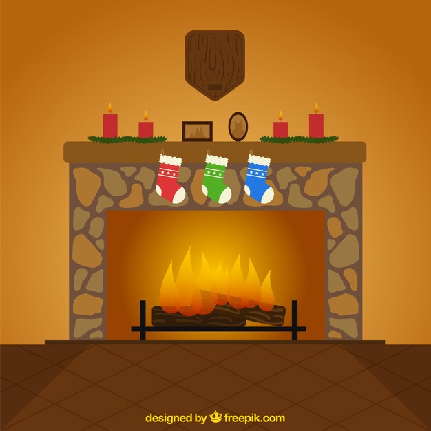 Fondo de chimenea navideña