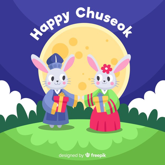 Fondo de Chuseok en estilo plano