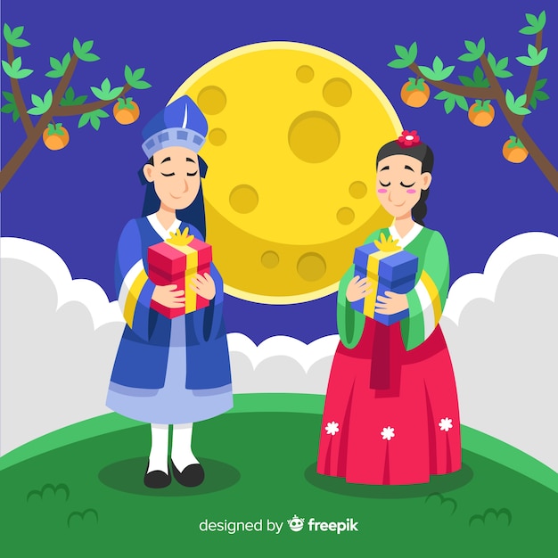 Fondo de chuseok en estilo plano