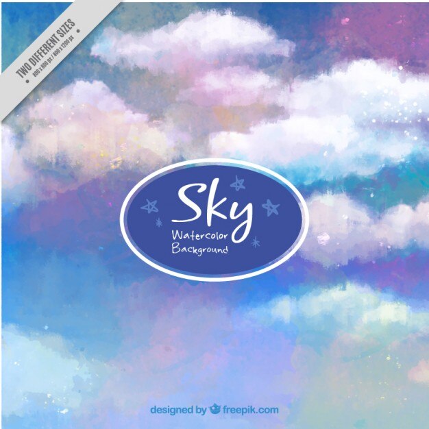 Vector gratuito fondo de cielo azul y púrpura pintado a mano