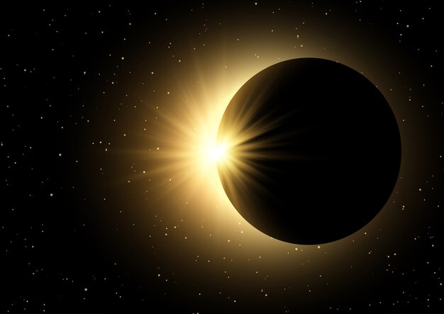 Fondo de cielo espacial con eclipse solar