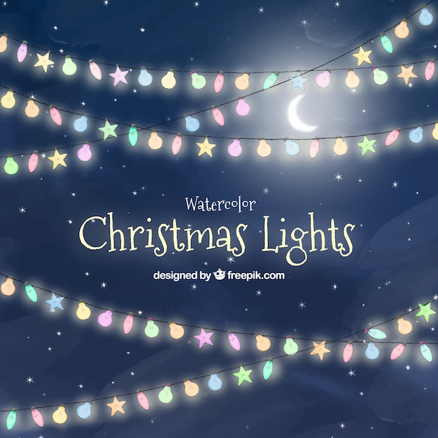 Fondo de cielo con luces de navidad 