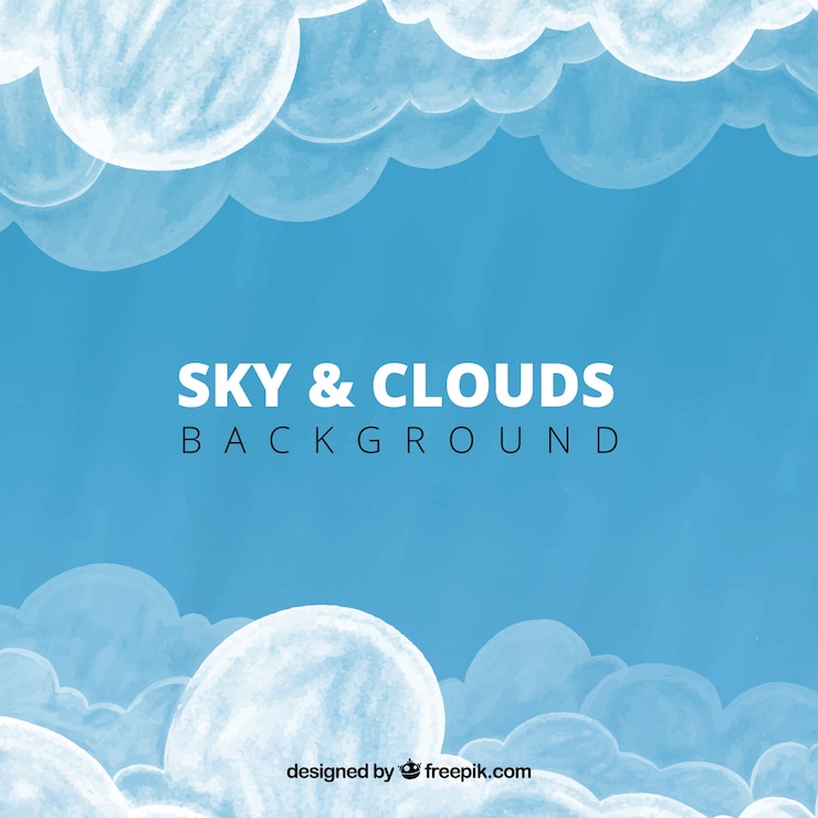 Vector gratuito fondo de cielo con nubes en estilo acuarela
