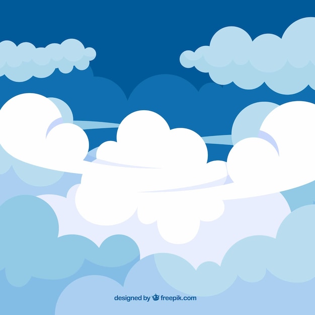 Fondo de cielo con nubes en estilo plano